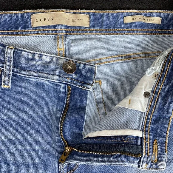 Guess Mens Vintage Regular Boot Blue Denim Medium Wash Vintage 36 x 34 - Picture 6 of 12